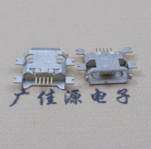 谢岗镇MICRO USB5pin接口 四脚贴片沉板母座 翻边白胶芯