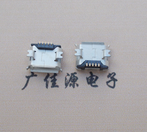 谢岗镇Micro USB 5PIN接口,B型垫高0.9mm鱼叉脚贴片雾锡卷边