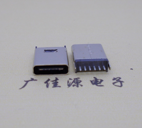 谢岗镇直立式插板Type-C6p母座连接器高H=10.0mm