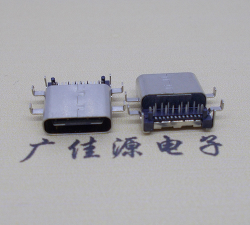 谢岗镇卧式type-24p母座前插后贴6脚插板，板上型type-c母座接口