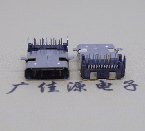 谢岗镇板上型type-c24p母座前插后贴，卧式type-c连接器