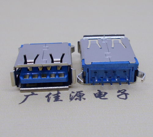 谢岗镇USB 3.0接口.AF立式直插 弯脚插板,蓝胶芯翻边