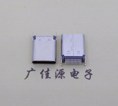 谢岗镇立式usb type c24p夹板母座连接器 夹板距离0.8mm高度10.5mm插脚为鱼叉脚 