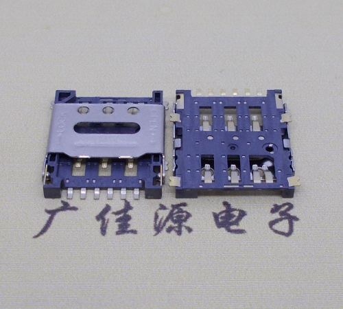 谢岗镇掀盖手机卡座nano sim 1.5h 6pin超薄双用插卡贴片式