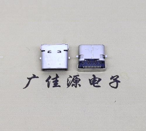 谢岗镇type c24p板上双壳连接器接口 DIP+SMT L=10.0脚长1.6母头